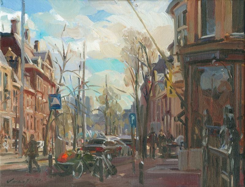 HANS VERSFELT  Kneuterdijk  Den Haag  olieverf x45 cm.  1600 0047