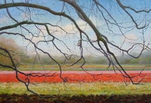 GEZIEN VAN DE RIET  Takken en bloembollen  tempera en olieverf x30 cm. 1890 00 3686