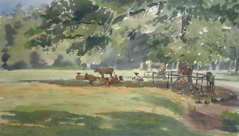  Warme zomerdag   aquarel  x 70 cm.1385 00 5166