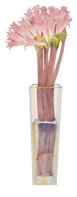 GARY BUKOVNIK  Resurrection lilies in a tall vase x 47cm. aquarel  E. 2400 00  5144