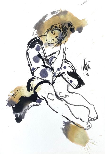 Un sentiment Chinois  80 cm.  1020 euro sumipainting 5280